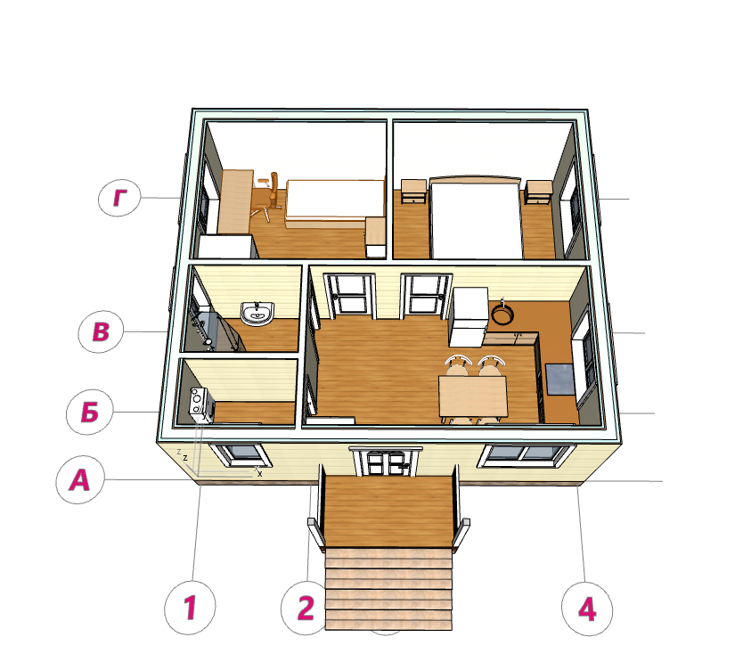 Каркасный дом 6*7м "Клюква" - 1 этаж — изображение 8